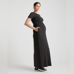 Quince Maternity Tencel Jersey Maxi Dress Black S